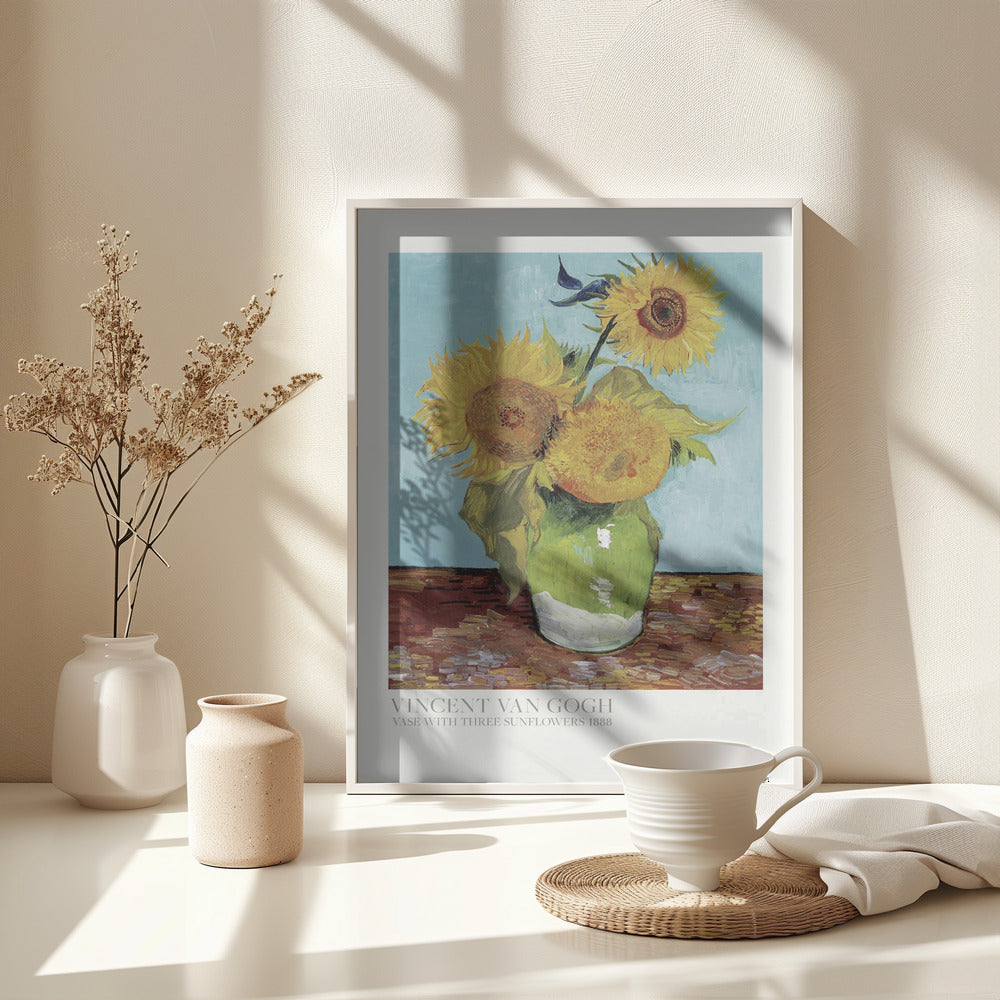 Vase With Three Sunflowers - Poster / Art Print - interiör