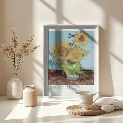 Vase With Three Sunflowers - Poster / Art Print - interiör