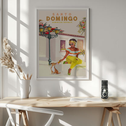 Santo Domingo Dominican Republic Woman & Dog - Poster / Art Print - interiör