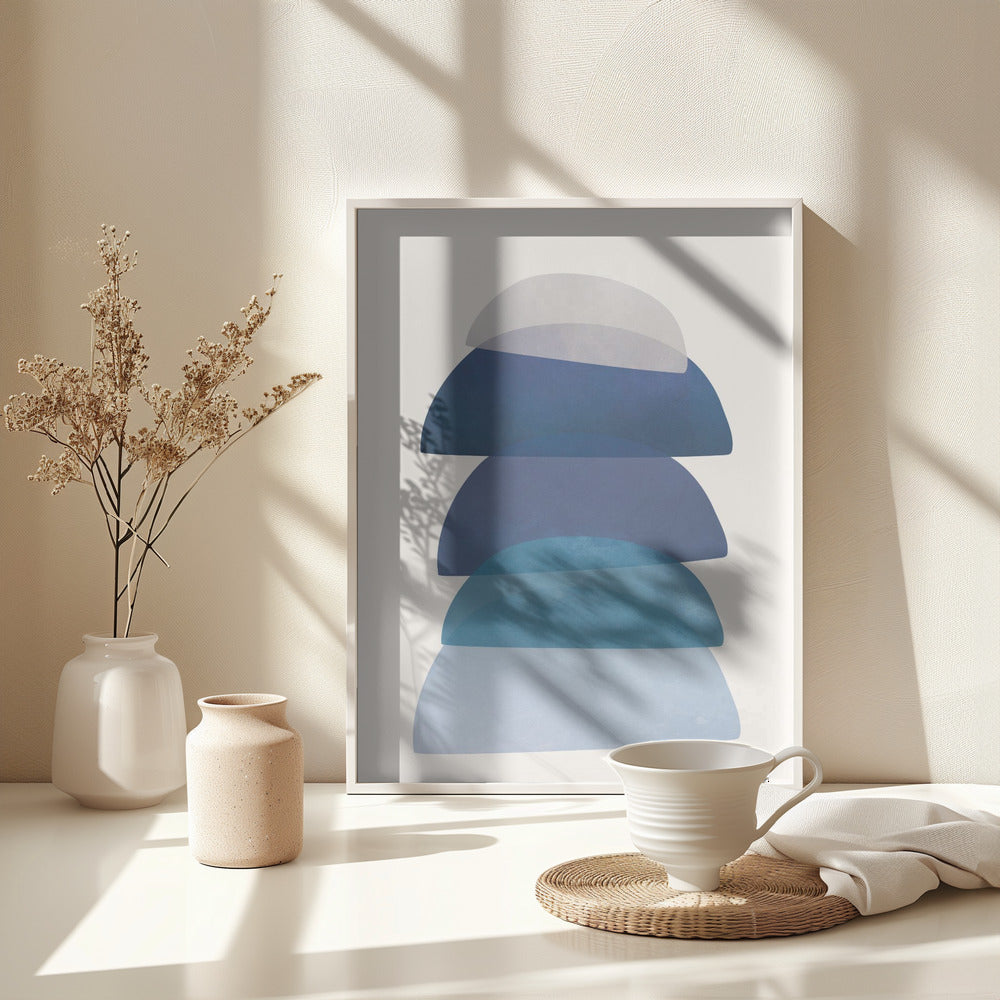 Blue Stack 01 - Poster / Art Print - interiör