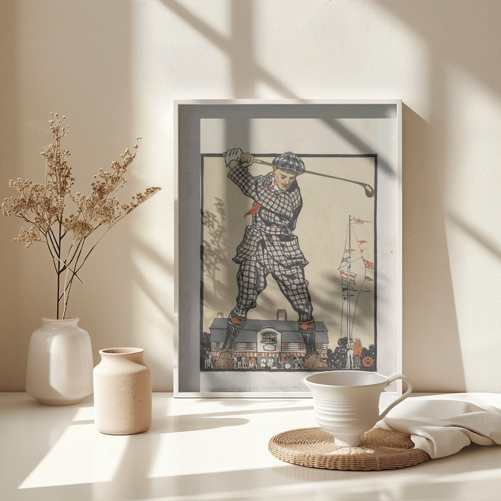 Man Swinging Golf Club (1915) - Poster / Art Print - interiör