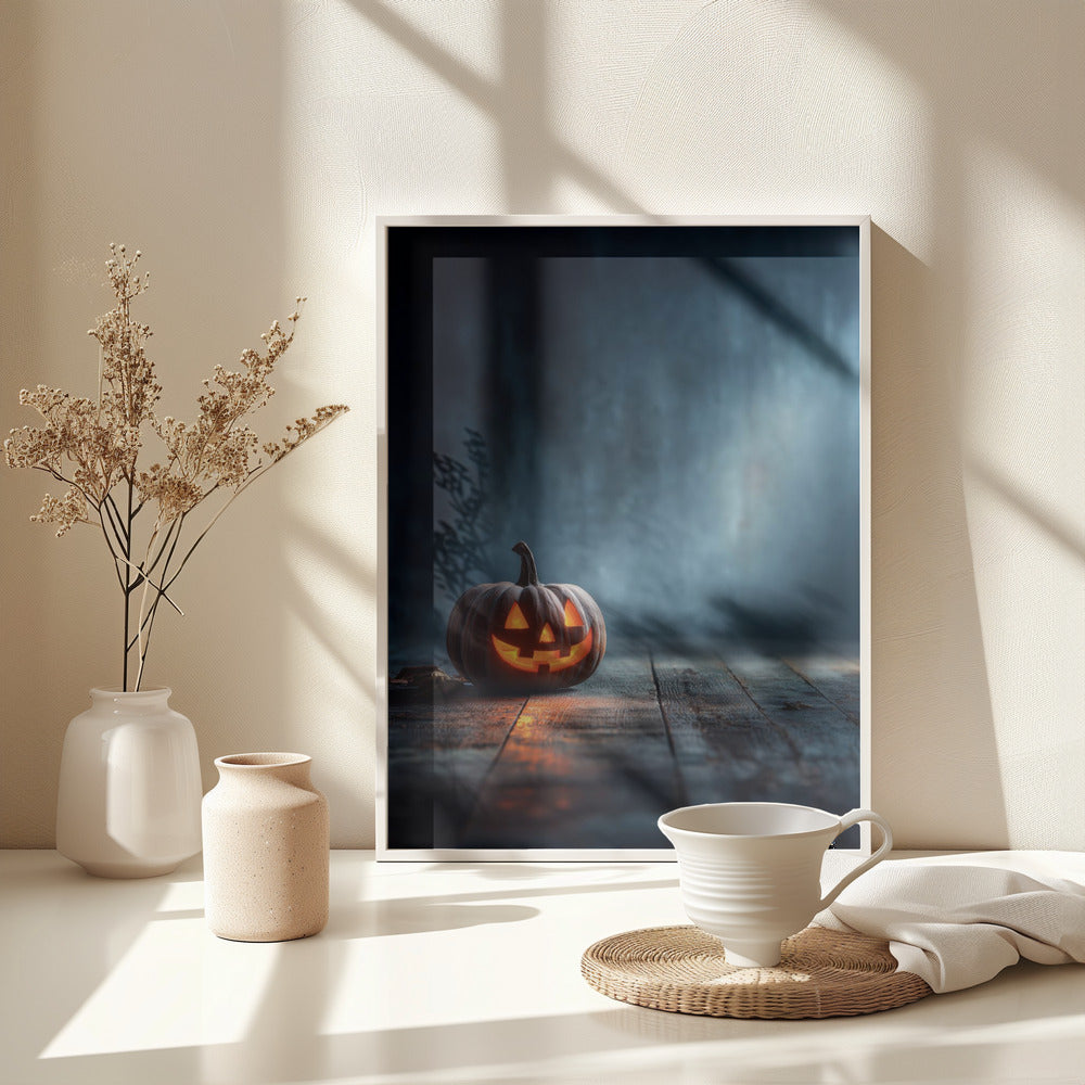 Lantern Pumpkin Halloween Scene (1) - Poster / Art Print - interiör