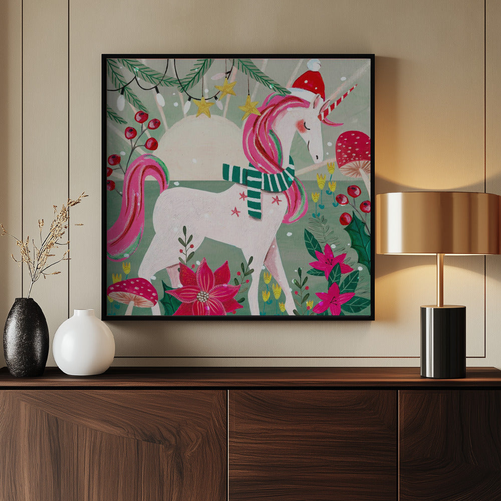 Christmas Unicorn - Poster / Art Print - interiör