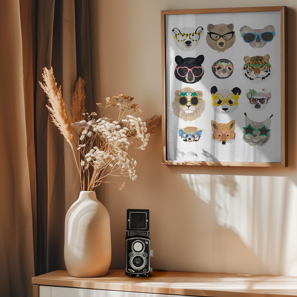 Big Cats in glasses print - Poster / Art Print - interiör