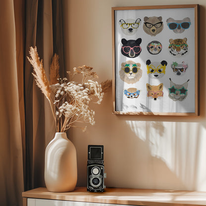 Big Cats in glasses print - Poster / Art Print - interiör