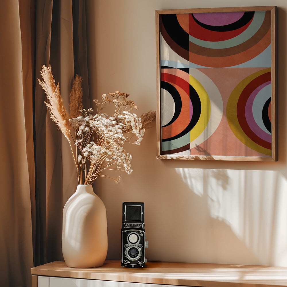 Warm Colors Bauhaus Geometry3 - Poster / Art Print - interiör