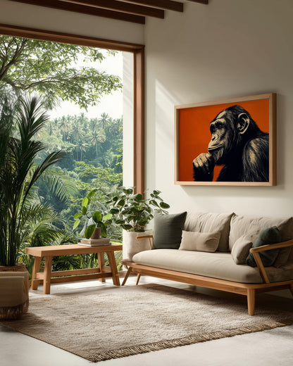 Thinking Monkey - Poster / Art Print - interiör