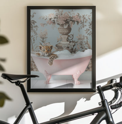 Leopard’s Pink Bubble Bath - Poster / Art Print - interiör