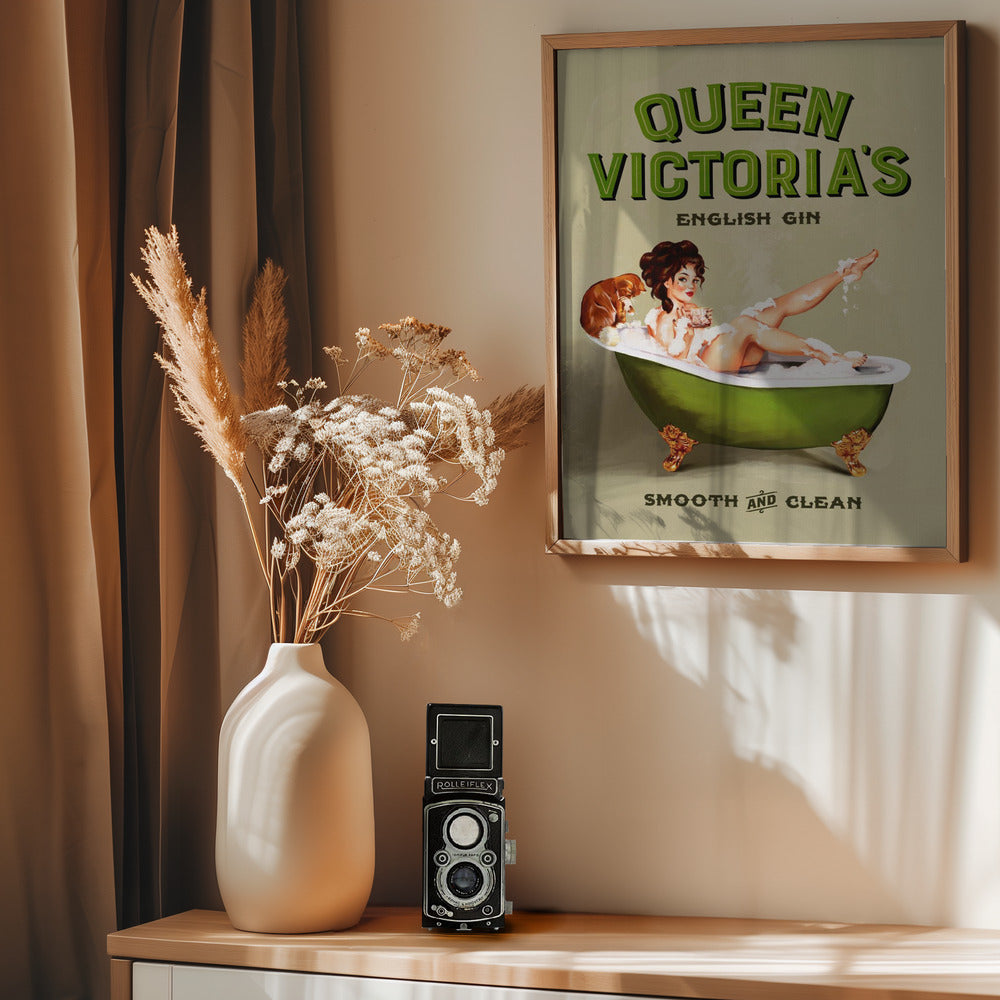 Queen Victoria English Gin Bath Pinup Girl - Poster / Art Print - interiör