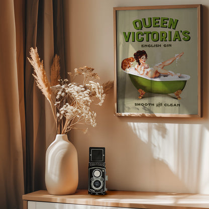 Queen Victoria English Gin Bath Pinup Girl - Poster / Art Print - interiör