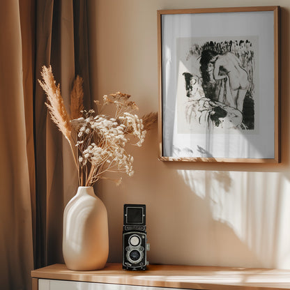 Nude Woman Standing, Drying Herself - Poster / Art Print - interiör
