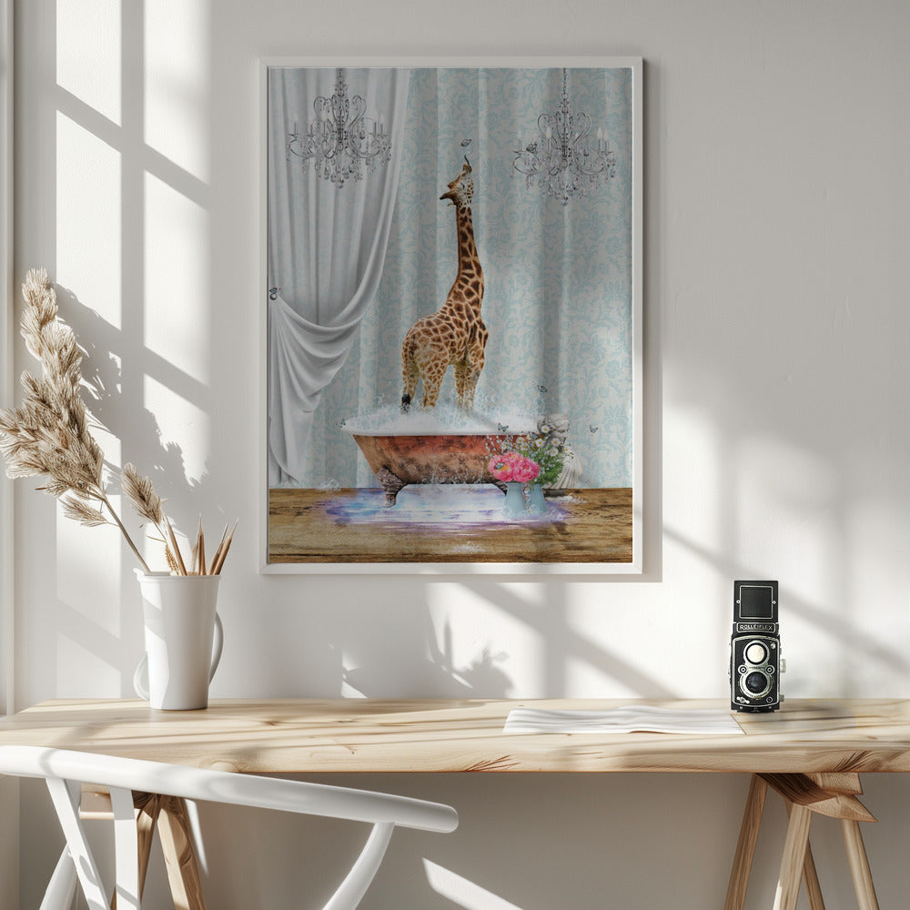 Giraffe & Bubbles - Poster / Art Print - interiör