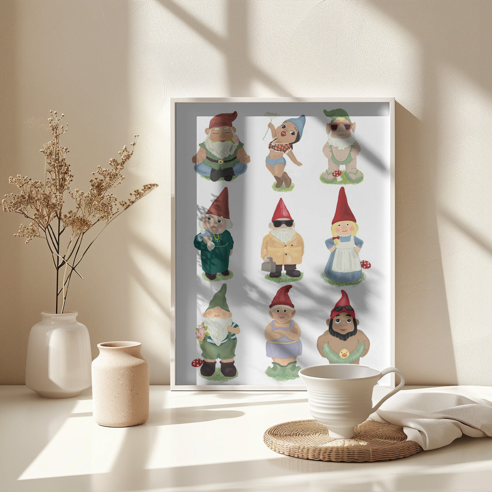 Garden Gnomes - Poster / Art Print - interiör