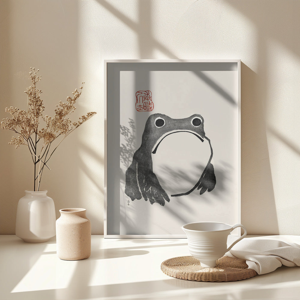Grumpy Frog I Black - Poster / Art Print - interiör