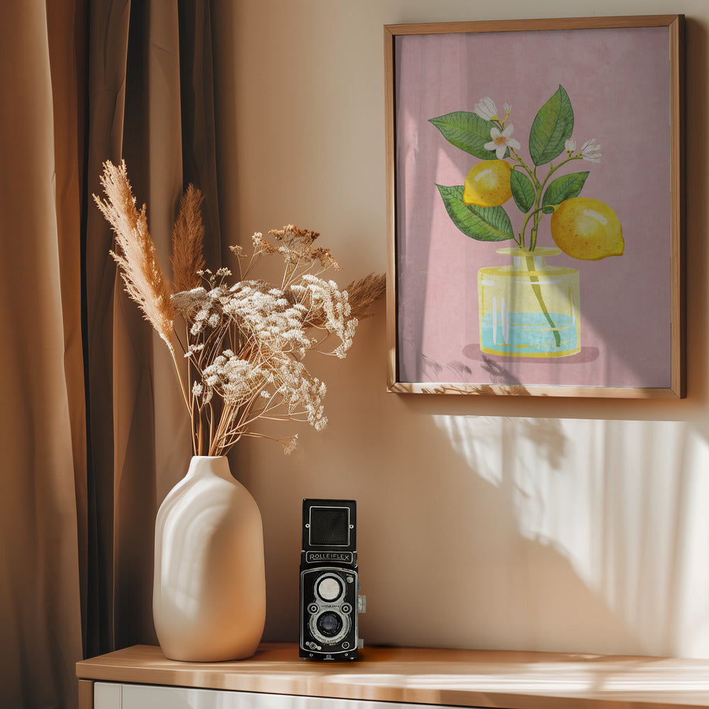 Lemon Bunch In Vase - Poster / Art Print - interiör
