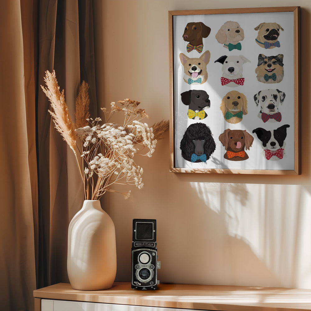 Dog In Bow - Poster / Art Print - interiör
