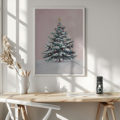Festive Pink Christmas Tree - Poster / Art Print - interiör