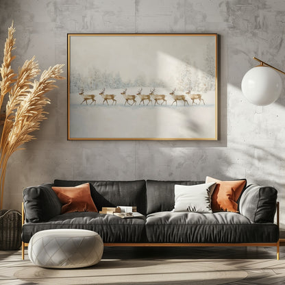 Reindeer In Winter Snow - Poster / Art Print - interiör