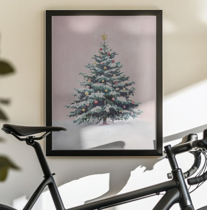Festive Pink Christmas Tree - Poster / Art Print - interiör