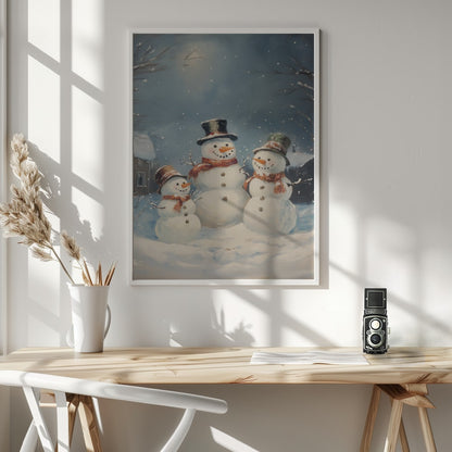 Festive Snowmen Night - Poster / Art Print - interiör