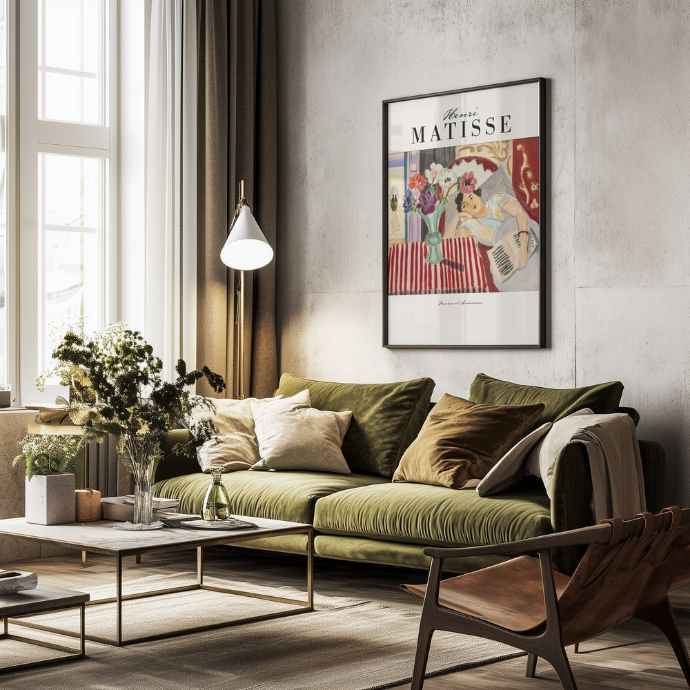 Woman With Anemones - Poster / Art Print - interiör