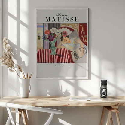 Woman With Anemones - Poster / Art Print - interiör