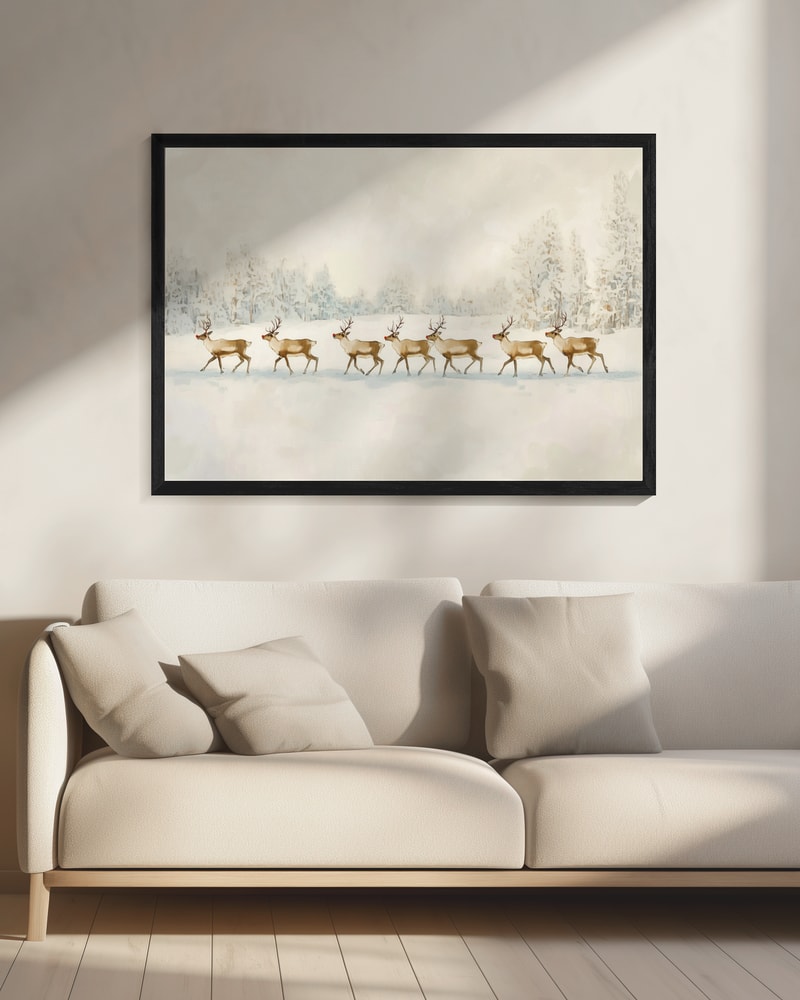 Reindeer In Winter Snow - Poster / Art Print - interiör