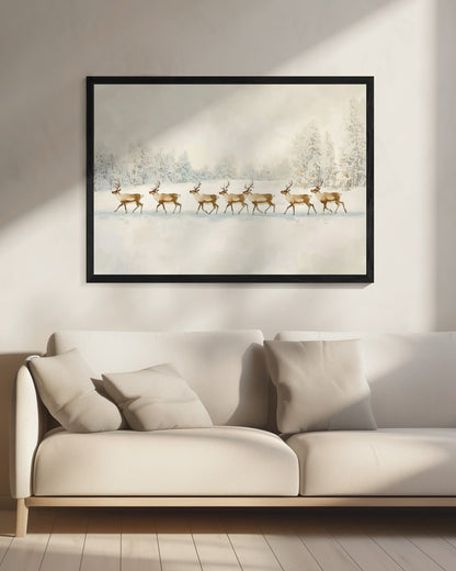 Reindeer In Winter Snow - Poster / Art Print - interiör