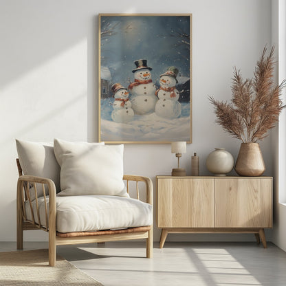 Festive Snowmen Night - Poster / Art Print - interiör