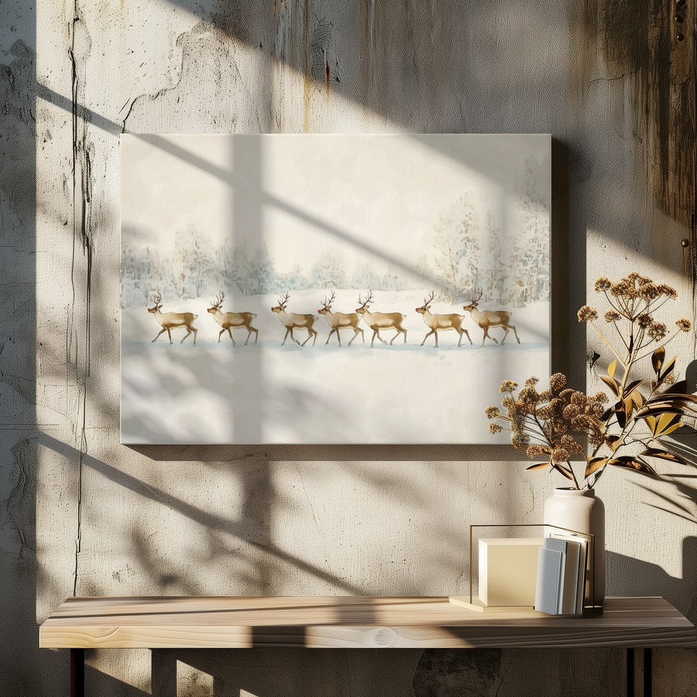 Reindeer In Winter Snow - Poster / Art Print - interiör