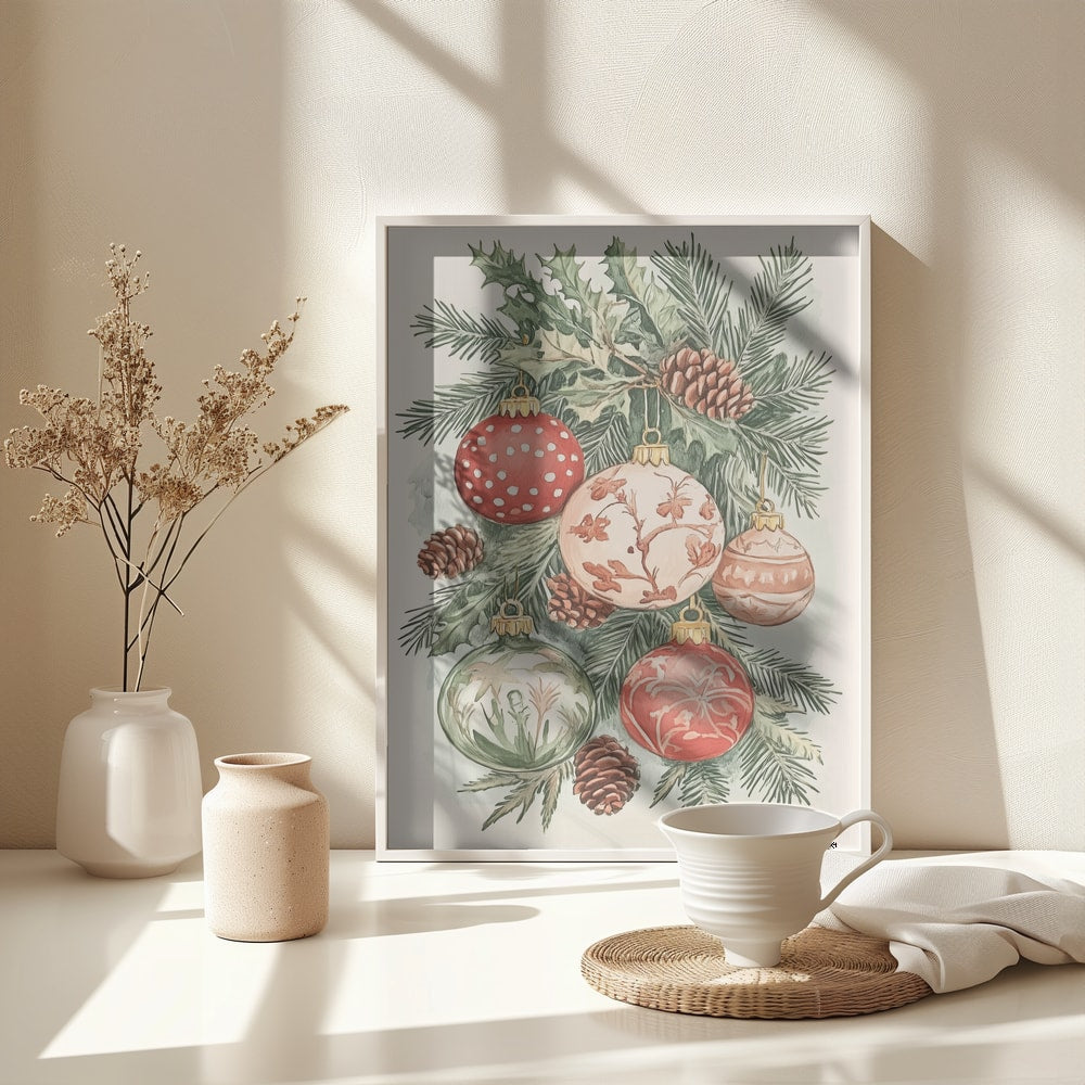 Vintage Christmas Ornaments - Poster / Art Print - interiör