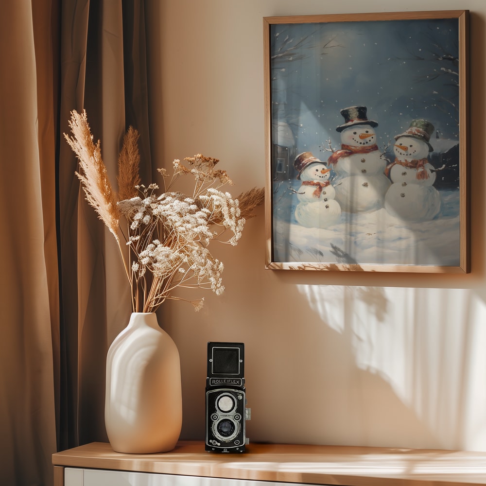 Festive Snowmen Night - Poster / Art Print - interiör