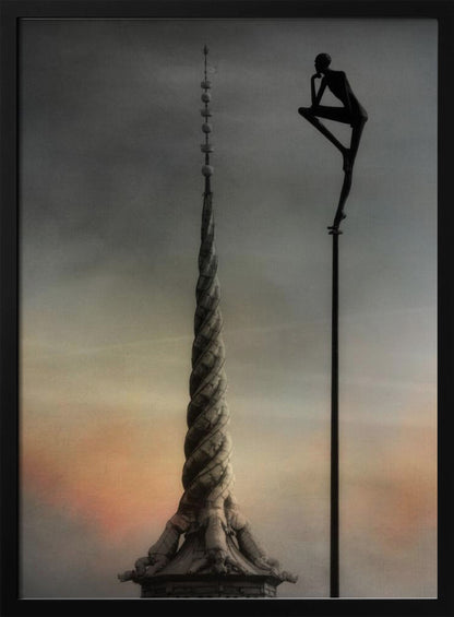 A fantasy art print or poster titled 'A tribute to the Dragonspire,' depicting a dramatic, possibly towering structure associated with dragons, in a style suitable for wall decoration. Print