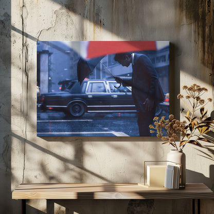 An art print or poster titled 'A bow to the rain' from the 'New York Blues' series, depicting a scene related to rain or a moody New York cityscape, likely featuring blue and grey tones. Poster