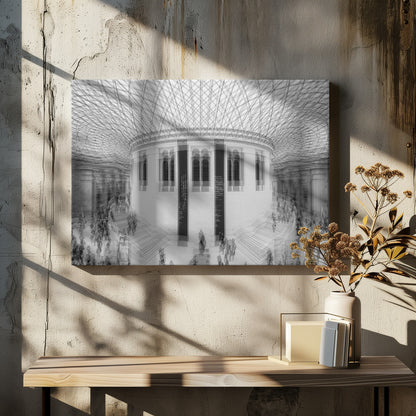 An art print or poster depicting a scene or representation of the British Museum, likely featuring its architecture or interior details, with text indicating 'A visit to the British Museum'. Artwork