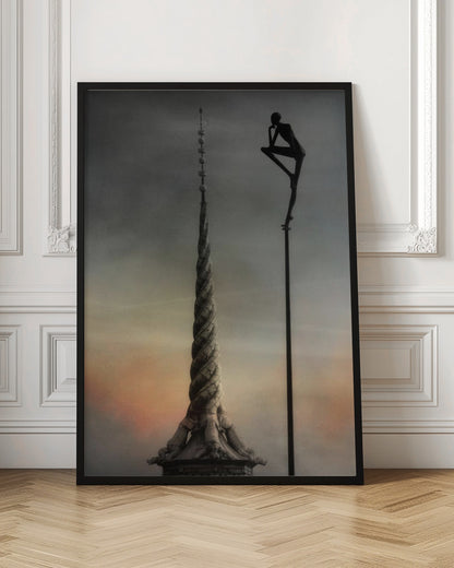 A fantasy art print or poster titled 'A tribute to the Dragonspire,' depicting a dramatic, possibly towering structure associated with dragons, in a style suitable for wall decoration. Print