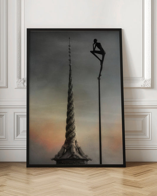 A fantasy art print or poster titled 'A tribute to the Dragonspire,' depicting a dramatic, possibly towering structure associated with dragons, in a style suitable for wall decoration. Print