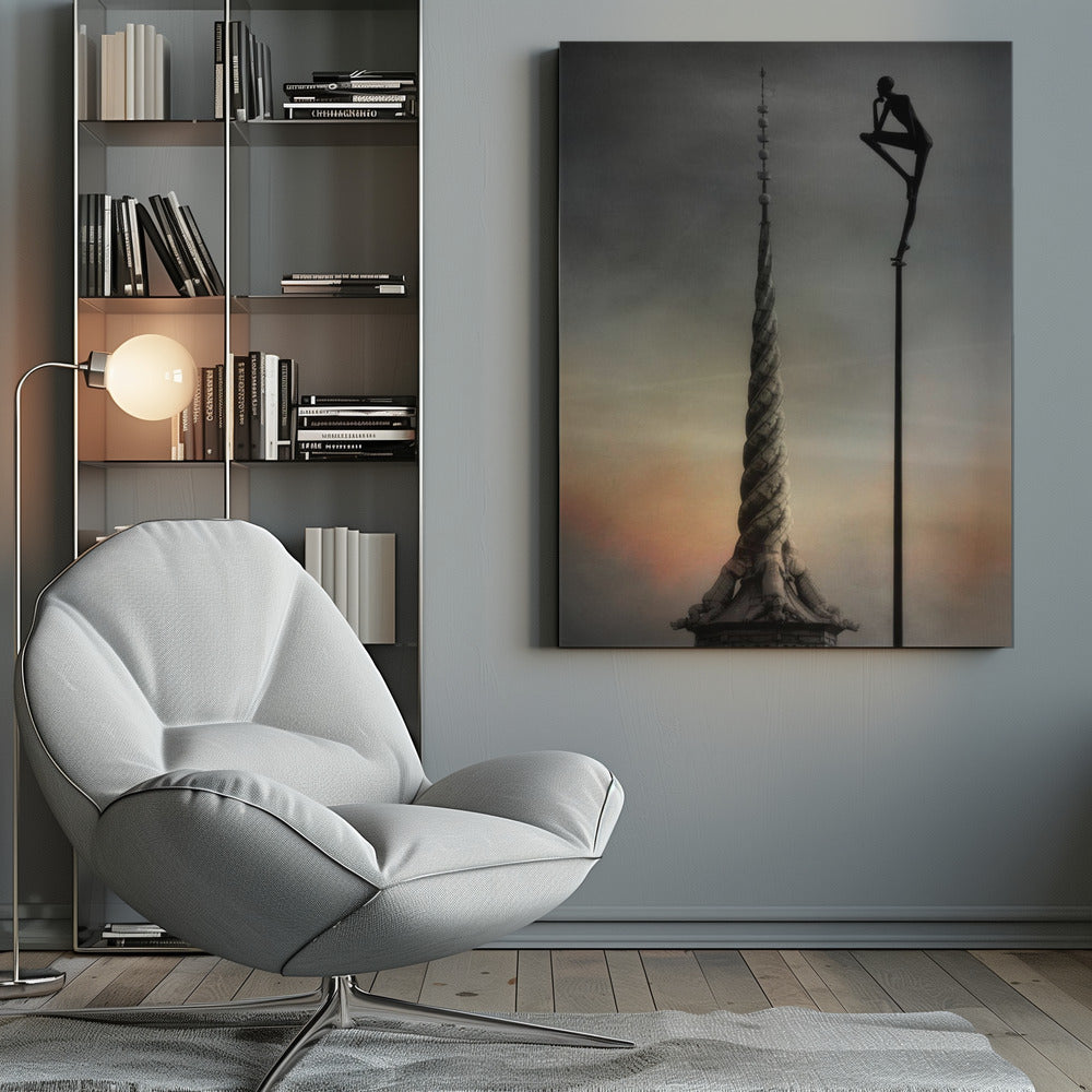 A fantasy art print or poster titled 'A tribute to the Dragonspire,' depicting a dramatic, possibly towering structure associated with dragons, in a style suitable for wall decoration. Print