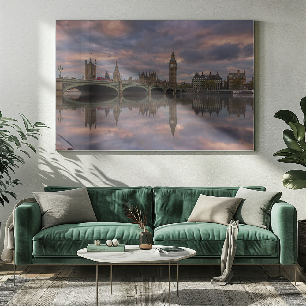 An art print depicting a vibrant and memorable sunset scene with warm, glowing colors across the sky, perfect for wall decor. Wall Art