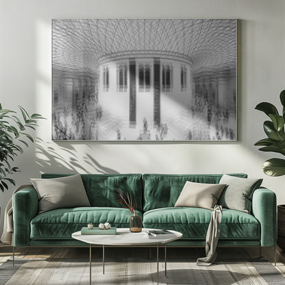 An art print or poster depicting a scene or representation of the British Museum, likely featuring its architecture or interior details, with text indicating 'A visit to the British Museum'. Artwork