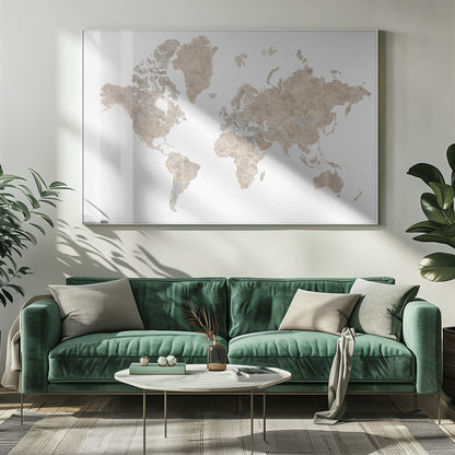 A detailed world map poster, 'Abey världskarta', depicting continents, oceans, and country borders. Artwork