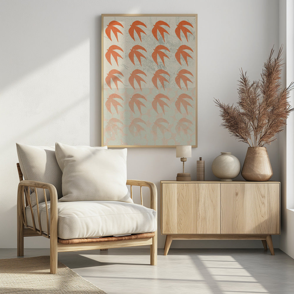 An abstract composition art print, featuring various shapes and colors arranged in a modern design, suitable for a poster. Decor