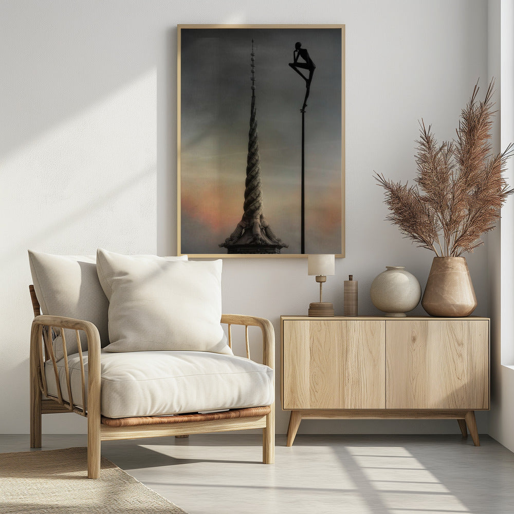A fantasy art print or poster titled 'A tribute to the Dragonspire,' depicting a dramatic, possibly towering structure associated with dragons, in a style suitable for wall decoration. Print
