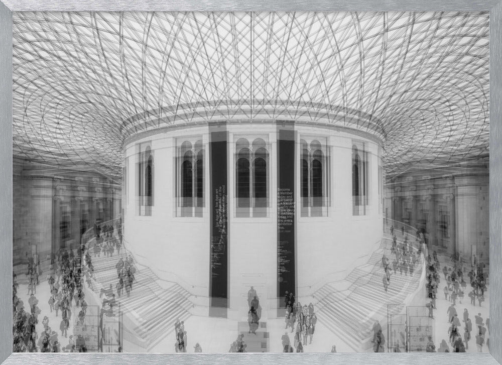 An art print or poster depicting a scene or representation of the British Museum, likely featuring its architecture or interior details, with text indicating 'A visit to the British Museum'. Artwork