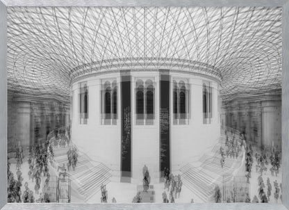 An art print or poster depicting a scene or representation of the British Museum, likely featuring its architecture or interior details, with text indicating 'A visit to the British Museum'. Artwork