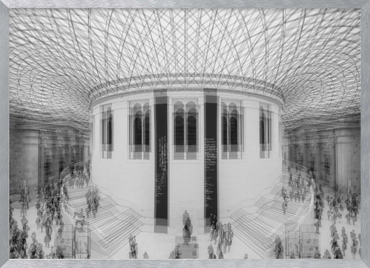 An art print or poster depicting a scene or representation of the British Museum, likely featuring its architecture or interior details, with text indicating 'A visit to the British Museum'. Artwork