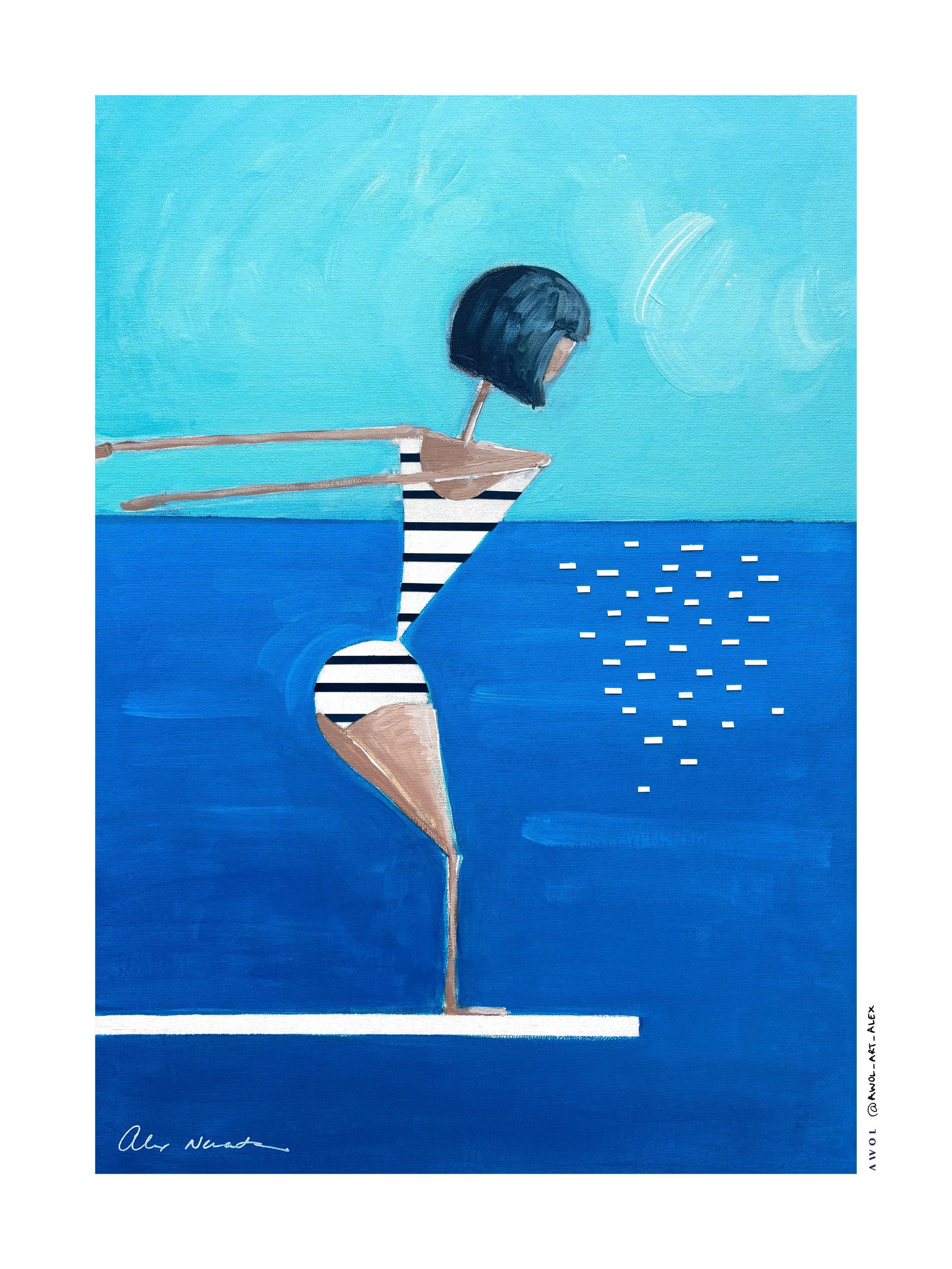 Summer Pool Diver - Poster / Art Print