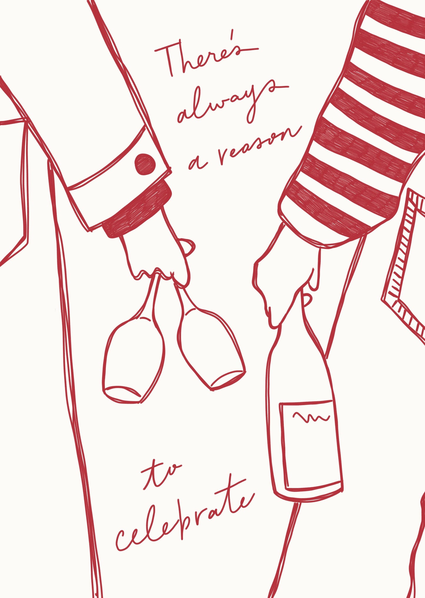 Woman holding wine bottle and wine glass (Red) - Wine Vin Rouge Femme - Poster / Art Print