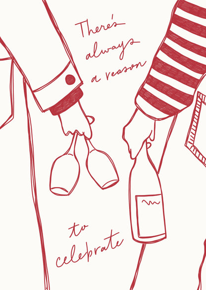 Woman holding wine bottle and wine glass (Red) - Wine Vin Rouge Femme - Poster / Art Print