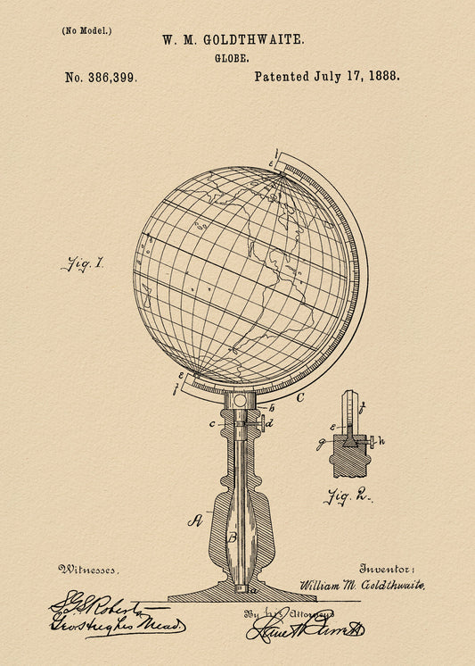Globe Patent 1888 - Poster / Art Print